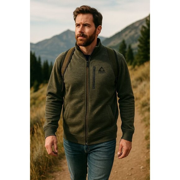 Gerry Men’s Full Zip Jacket XXL Heather Gray Fleece Softshell Outdoor Hiking Coa - Picture 2 of 8